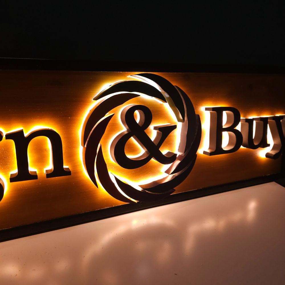 שלט לד בסיס עץ - שלט פנימי – תמונה 3