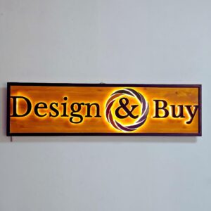 שלט לד בסיס עץ - שלט פנימי