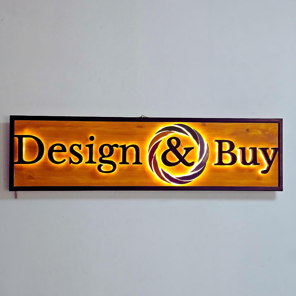 שלט לד בסיס עץ - שלט פנימי